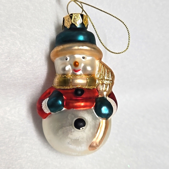 3 Vintage Christmas Ornaments Set Snowman 3½" Glass Christmas Tree Decor Holiday - Picture 8 of 16